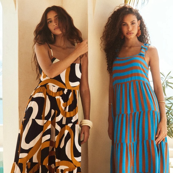 Mister Zimi Vibrant Blue and Brown Striped Maxi Dress - Picture 5 of 6